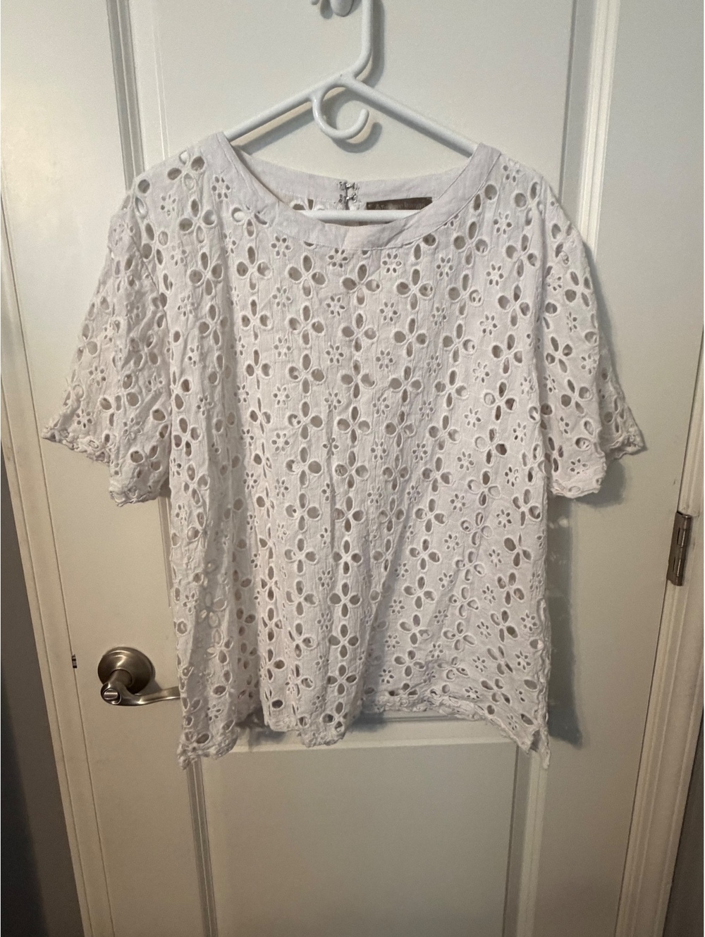 The Royal Standard White Cotton Eyelet Lace Top